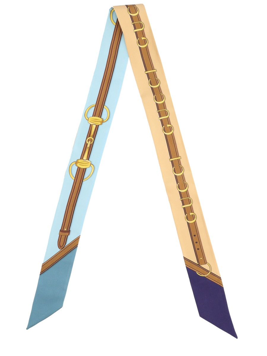 GUCCI Printed Silk Twill Ribbon Scarf