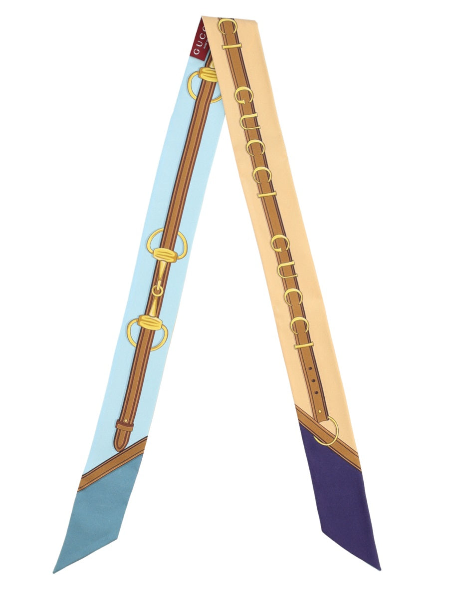 GUCCI Printed Silk Twill Ribbon Scarf