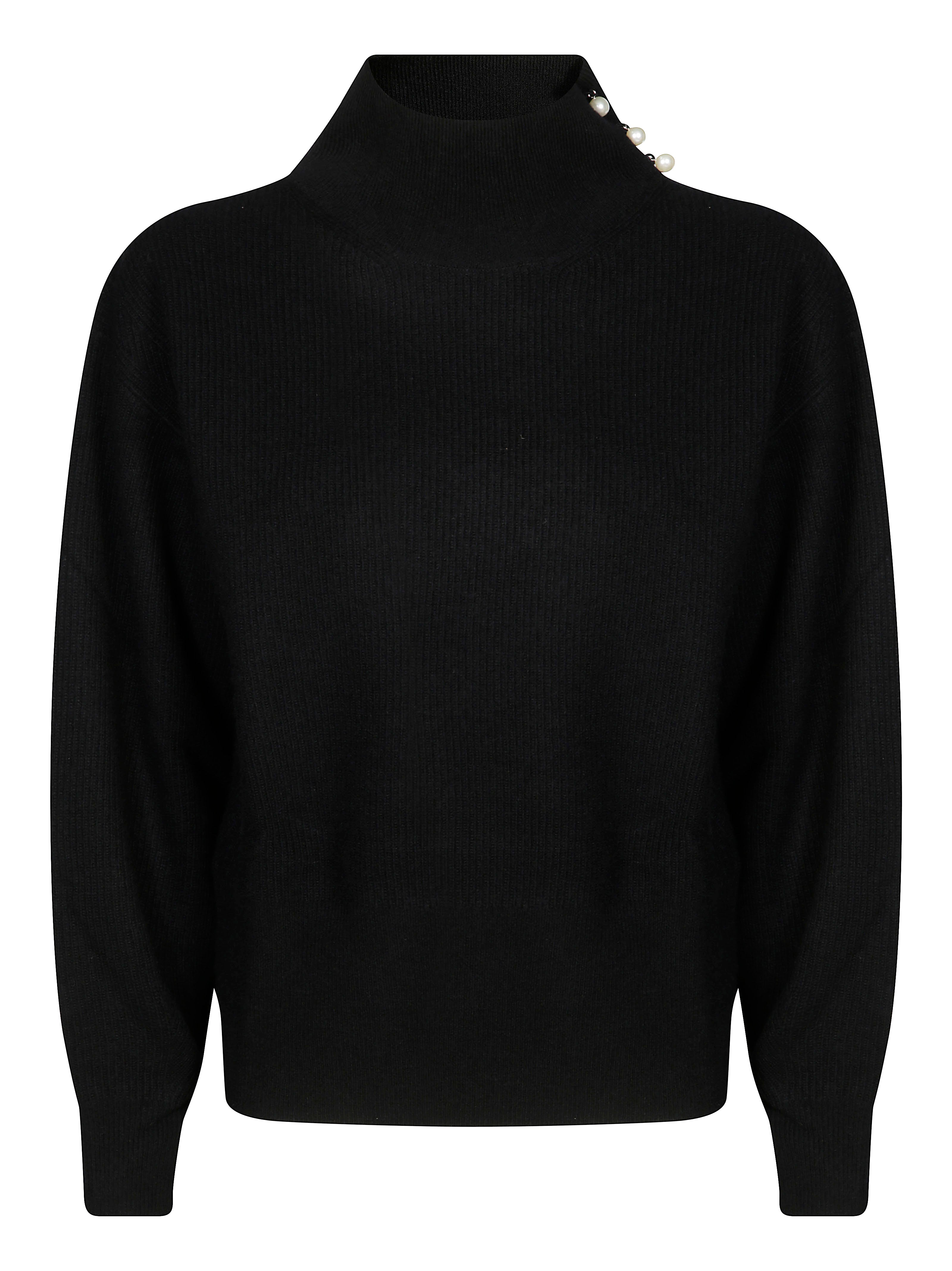 LIUJO Men's Mini Pearl Neck Sweater