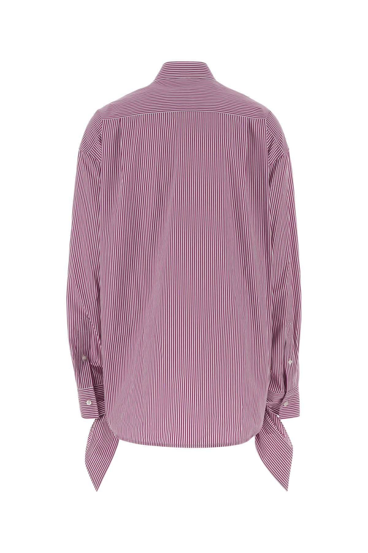 BALENCIAGA Oversized Striped Cotton Shirt with Knotted Cuffs - Size 36