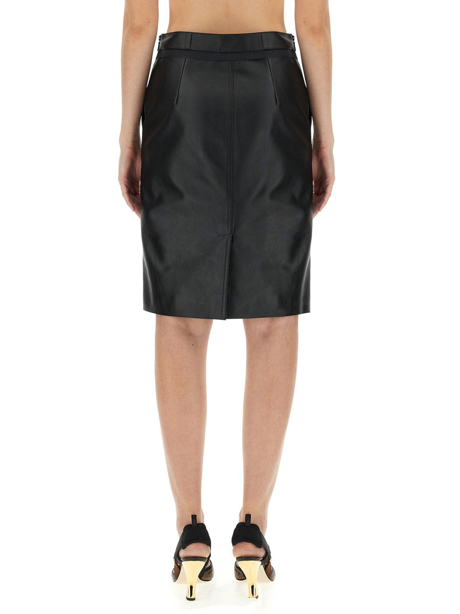 FENDI Slim Fit Leather Skirt - Women's Size 42