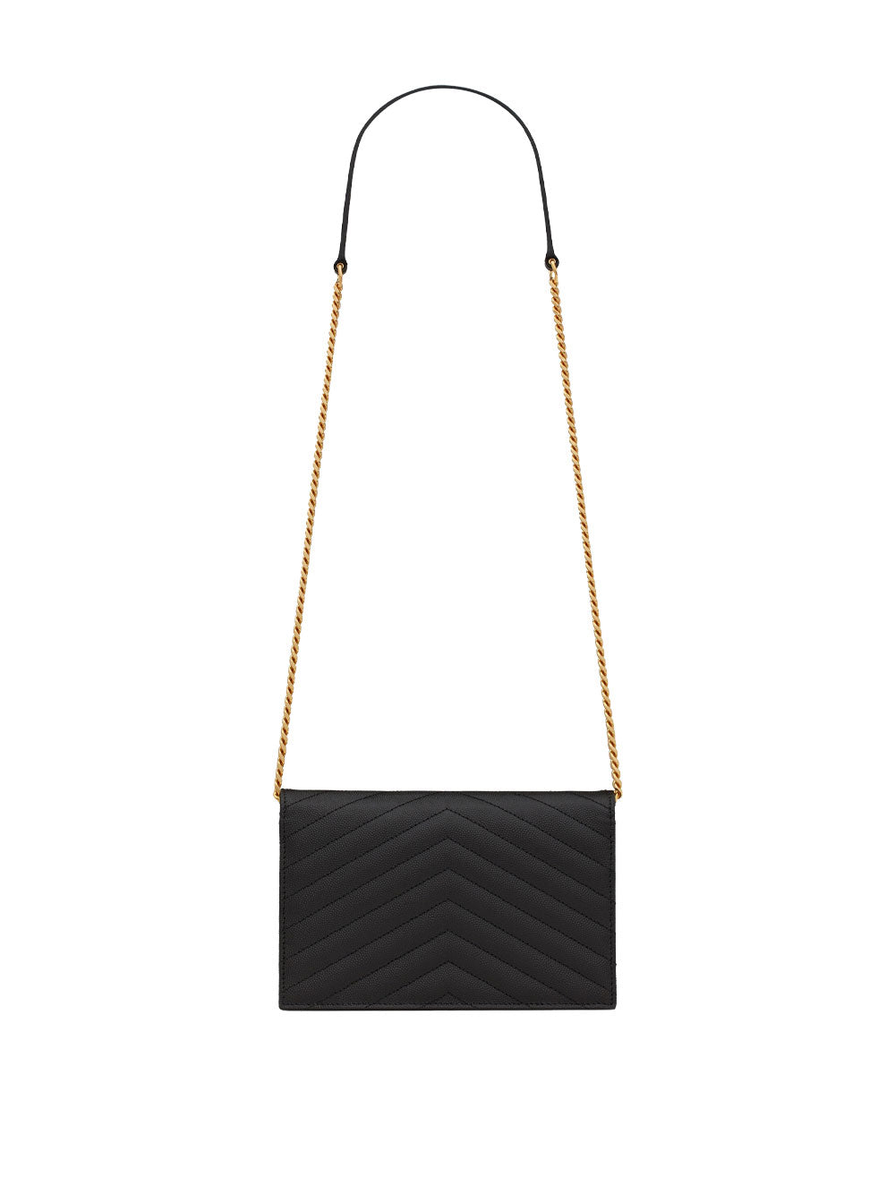 SAINT LAURENT Mini Envelope Chain Wallet in Grain Leather - W 19 x H 12.5 x D 3.5 CM