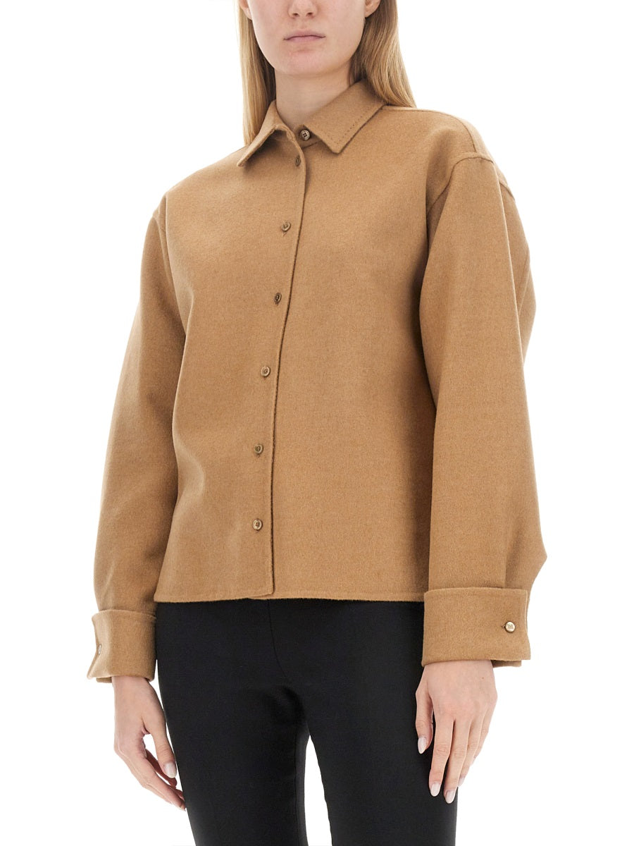MAX MARA Regular Fit Camel Wool Shirt - Size 40