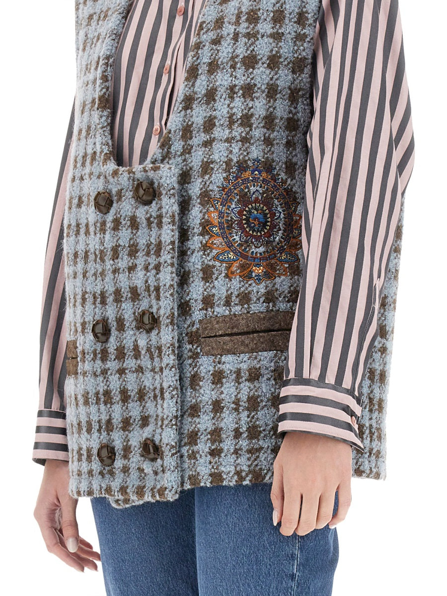 ETRO Oversized Houndstooth Vest - Size 40