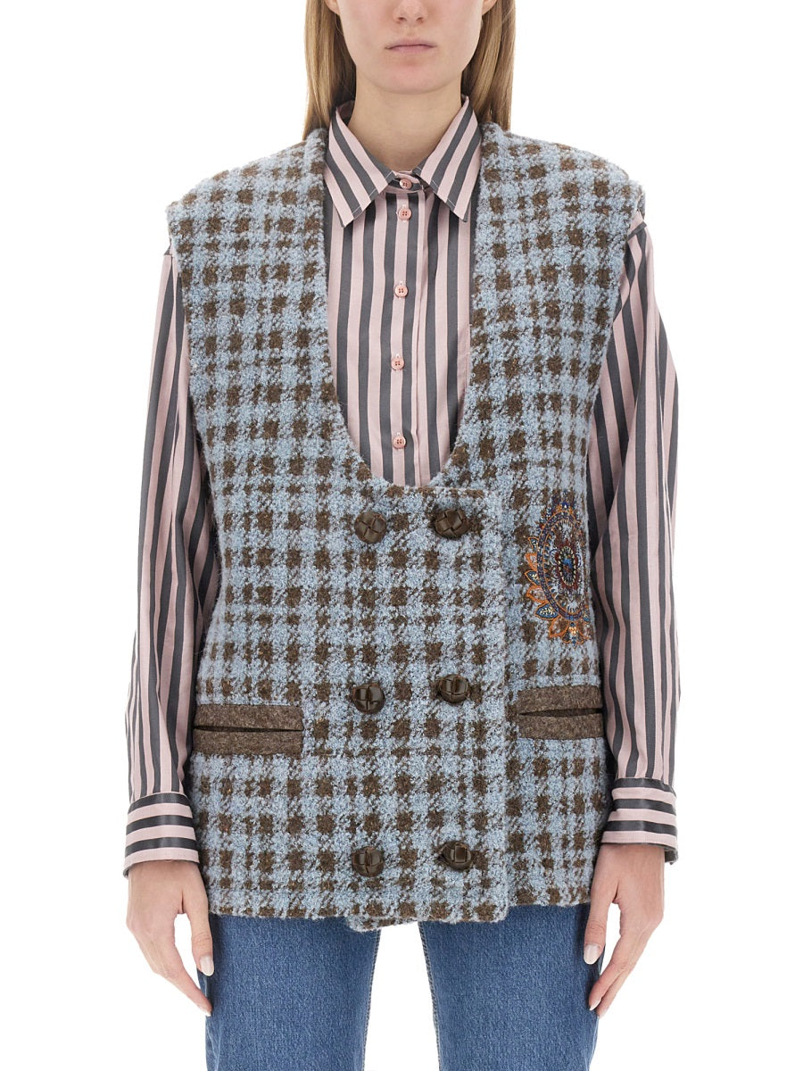 ETRO Oversized Houndstooth Vest - Size 40
