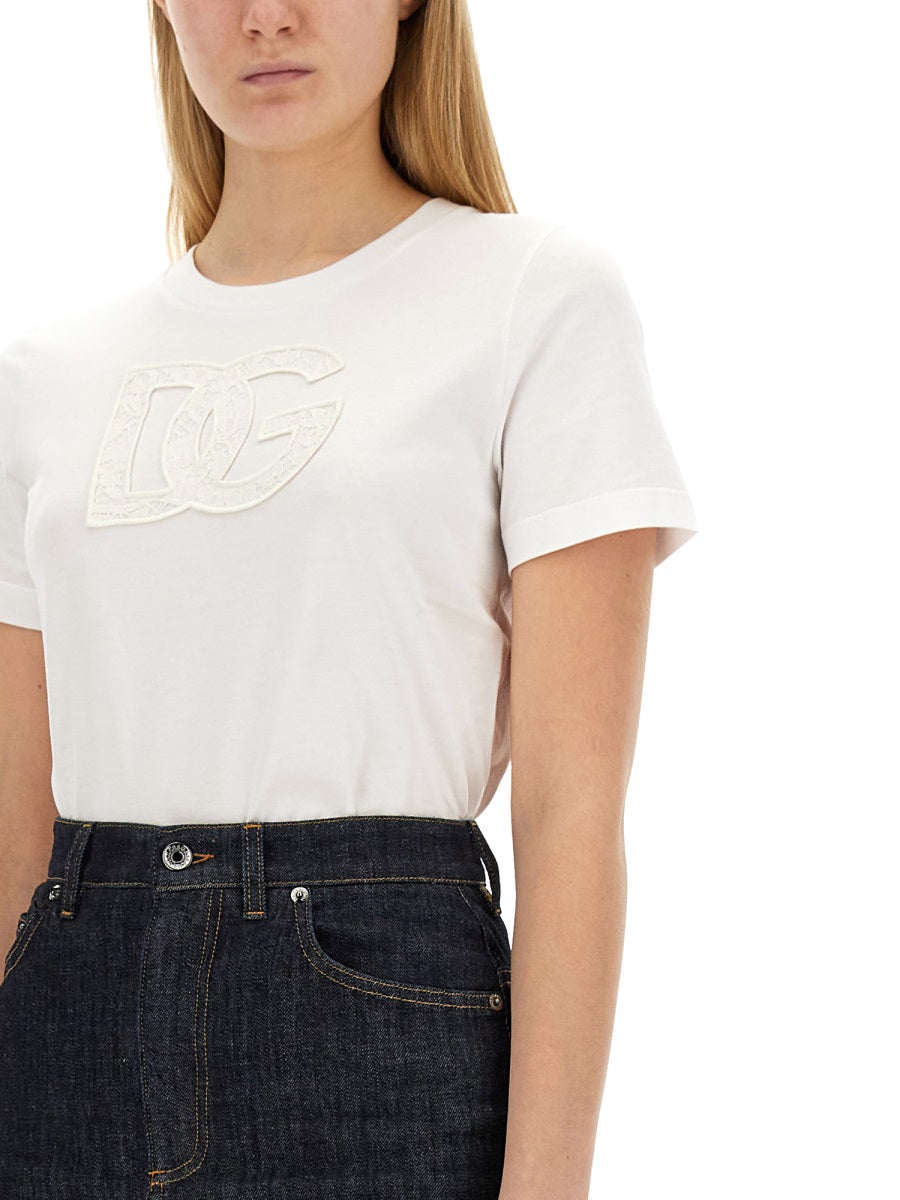 DOLCE & GABBANA Logo Patch T-Shirt - Regular Fit (Size 40 IT)