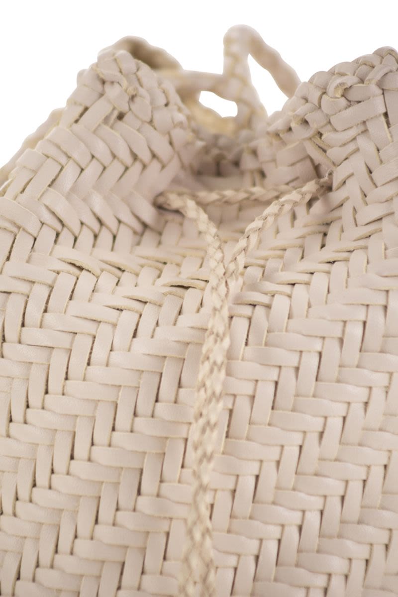 DRAGON Mini Handcrafted Bucket Handbag with Woven Leather - Size W 14 x H 20 x D 14 cm