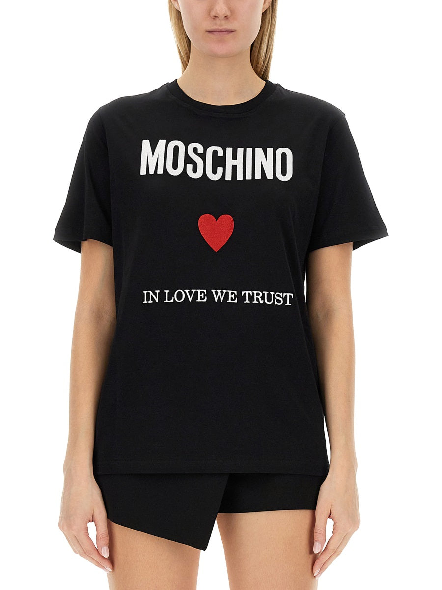 MOSCHINO Regular Fit Logo T-Shirt - Size 40 IT