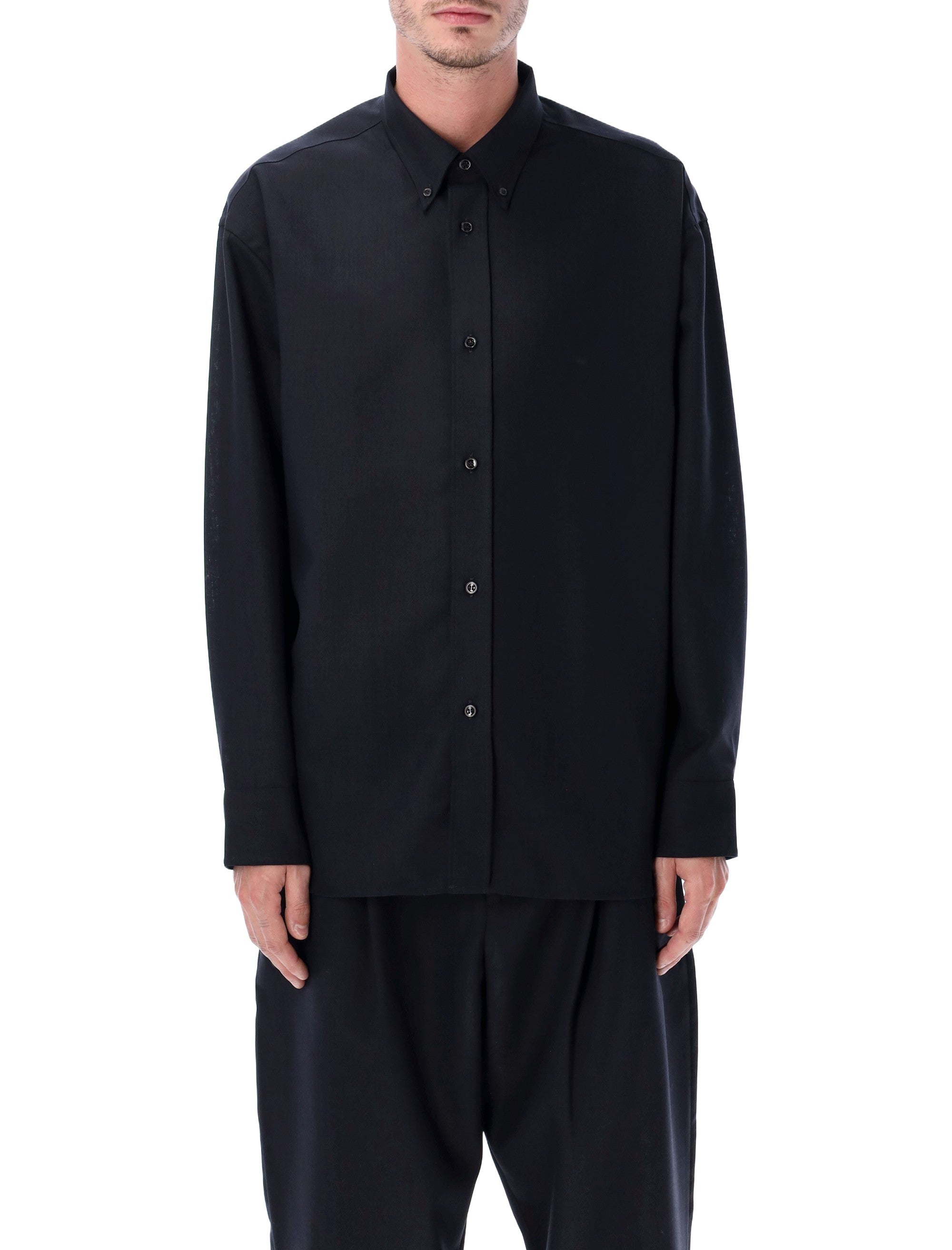 STUDIO NICHOLSON Oversized Wool Button-Down Shirt - Size L