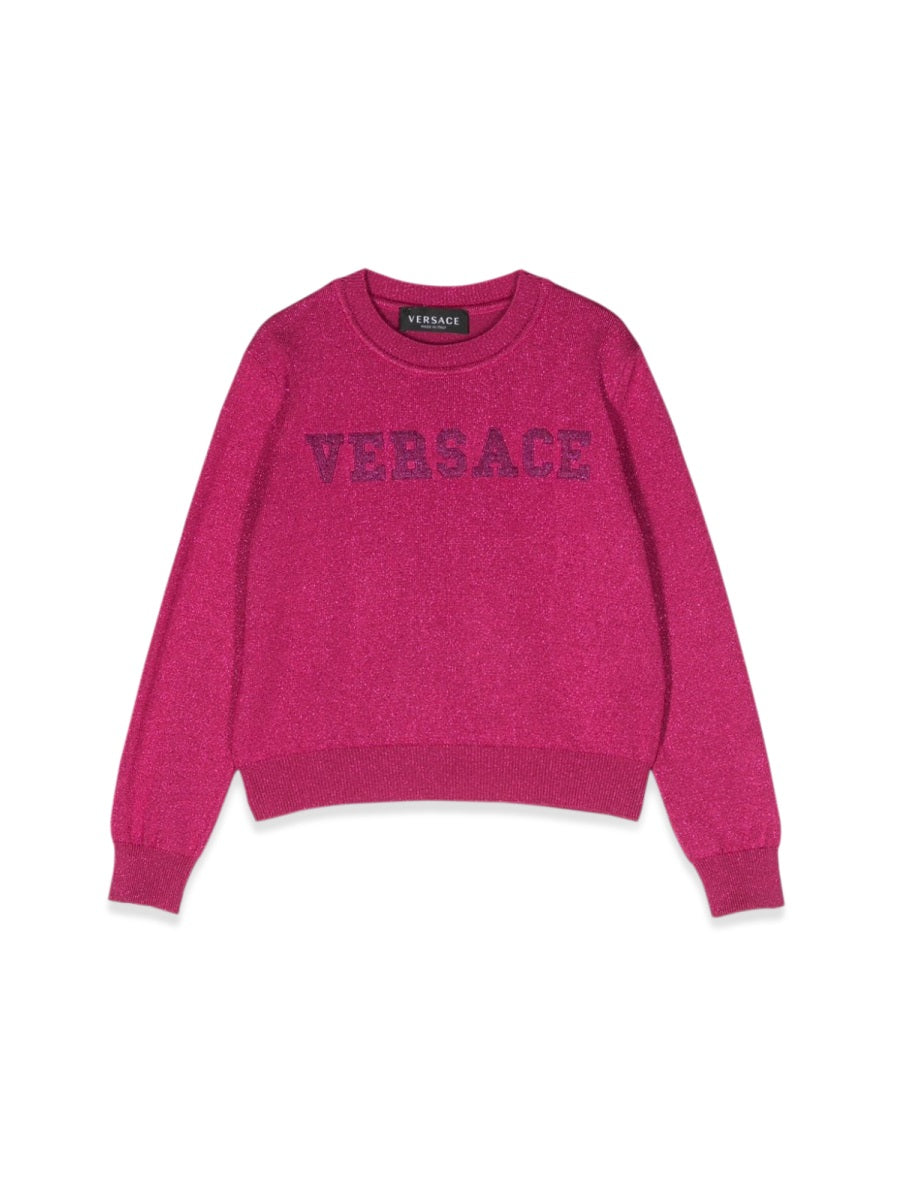 VERSACE Mini Crew Neck Pullover with Embroidered Logo