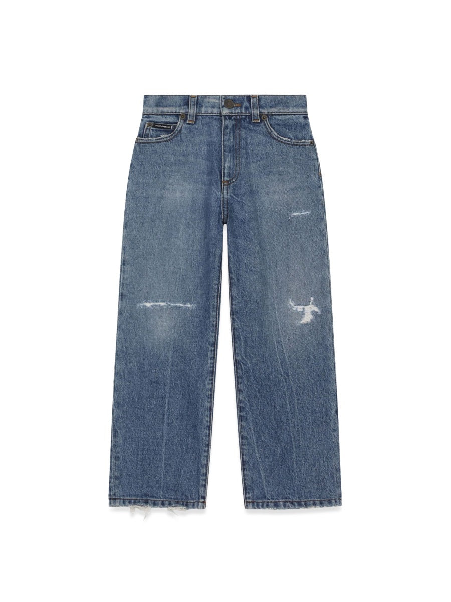 DOLCE & GABBANA Worn Effect Mini Jeans for Boys