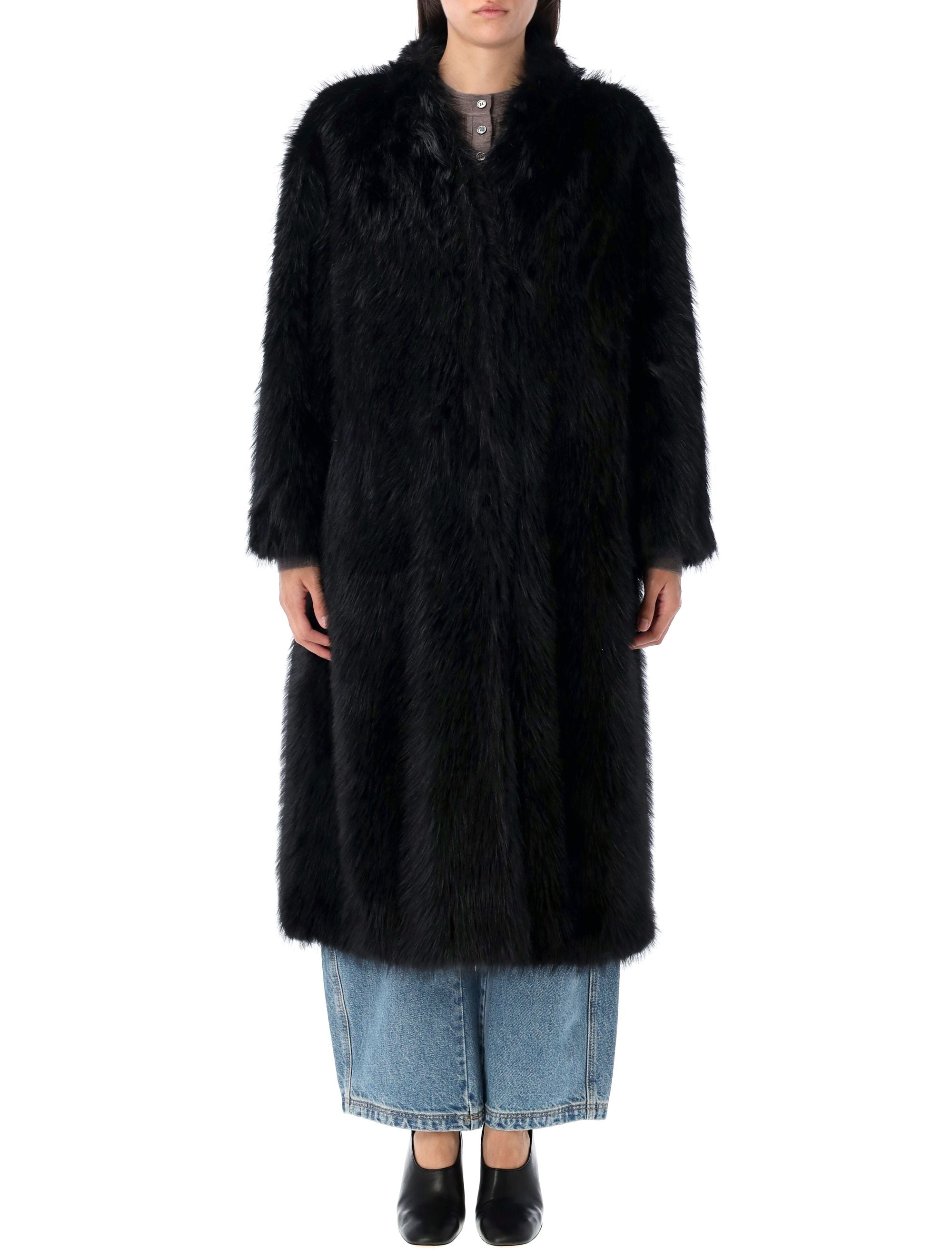 SWORD Collarless Eco Fur Jacket - Size 40