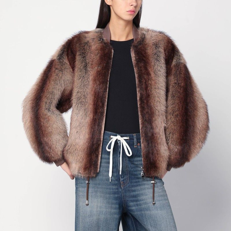 SWORD Chestnut Zip-Up Faux Fur Jacket