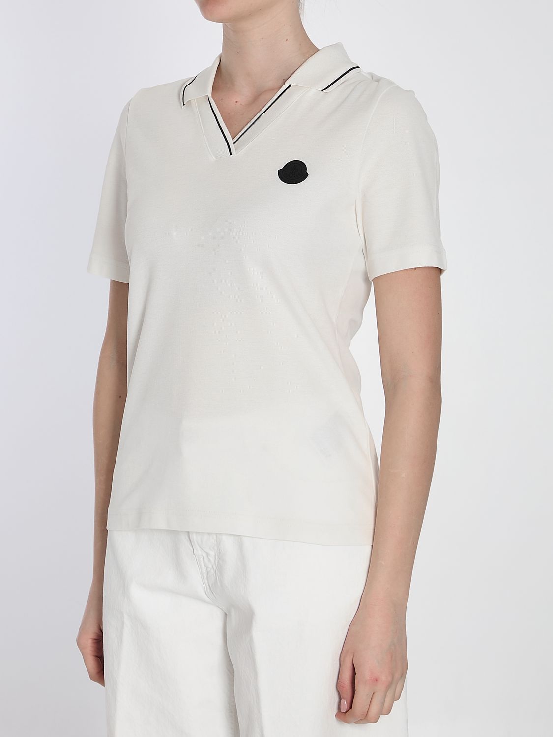 MONCLER Cotton Pique Polo Shirt - Women's Size S