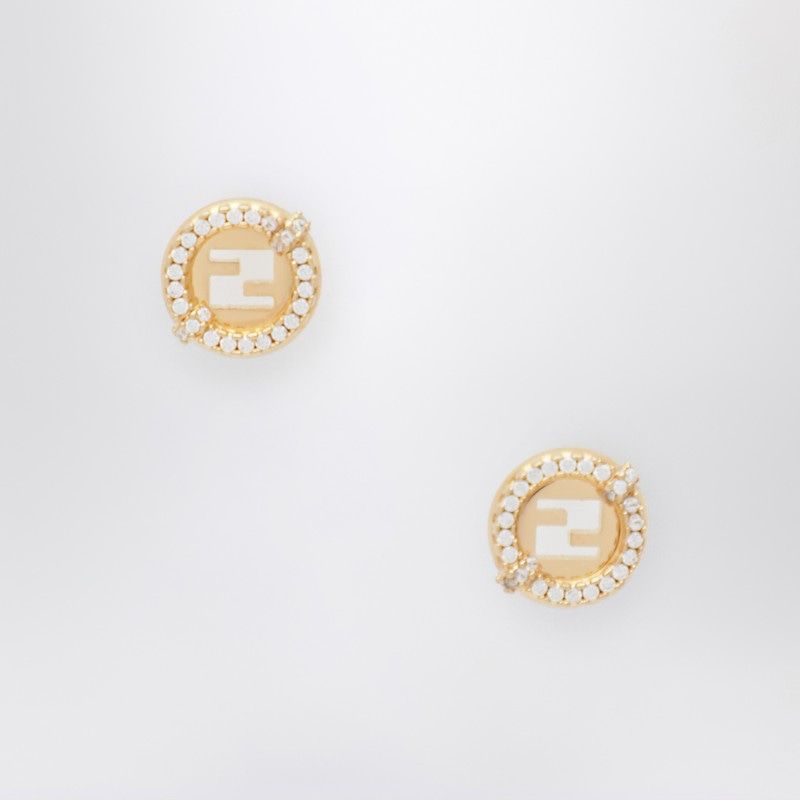 FENDI Ever Round Stud Earrings with Crystal Bezels - Mini