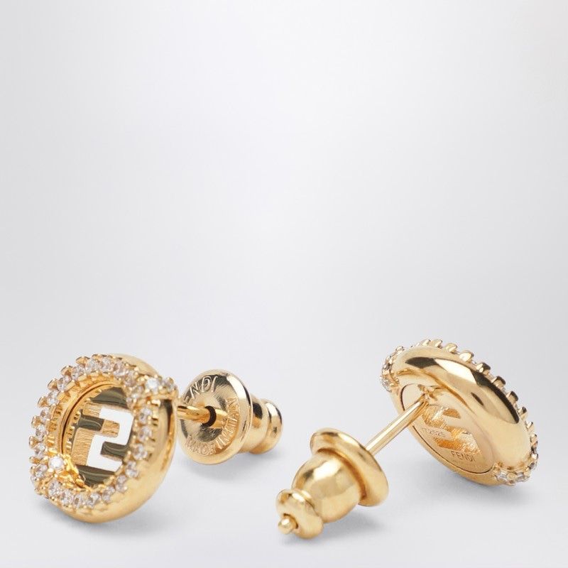 FENDI Ever Round Stud Earrings with Crystal Bezels - Mini