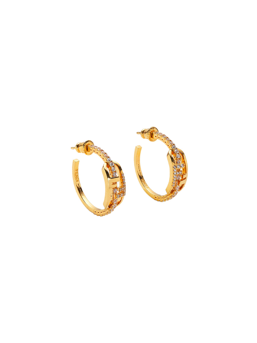 FENDI Elegant Hoop Earrings with Crystal Embellishments