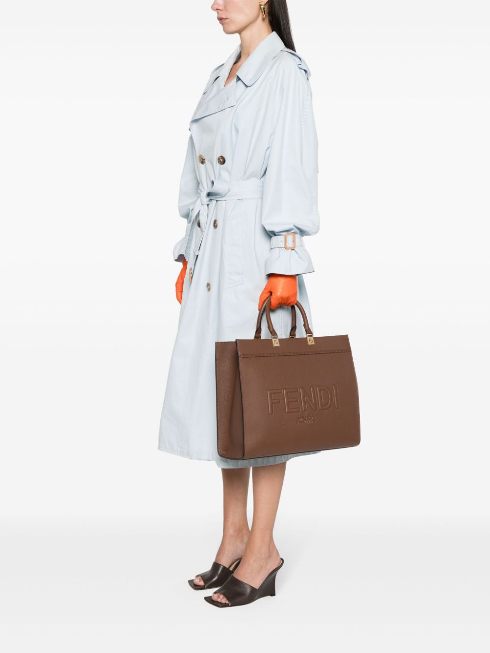 FENDI Medium Leather Tote Handbag