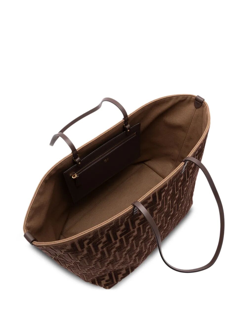 FENDI Large Shopper Handbag in FF Jacquard Velvet - Dimensions: W 35 x H 32 x D 19.5 CM