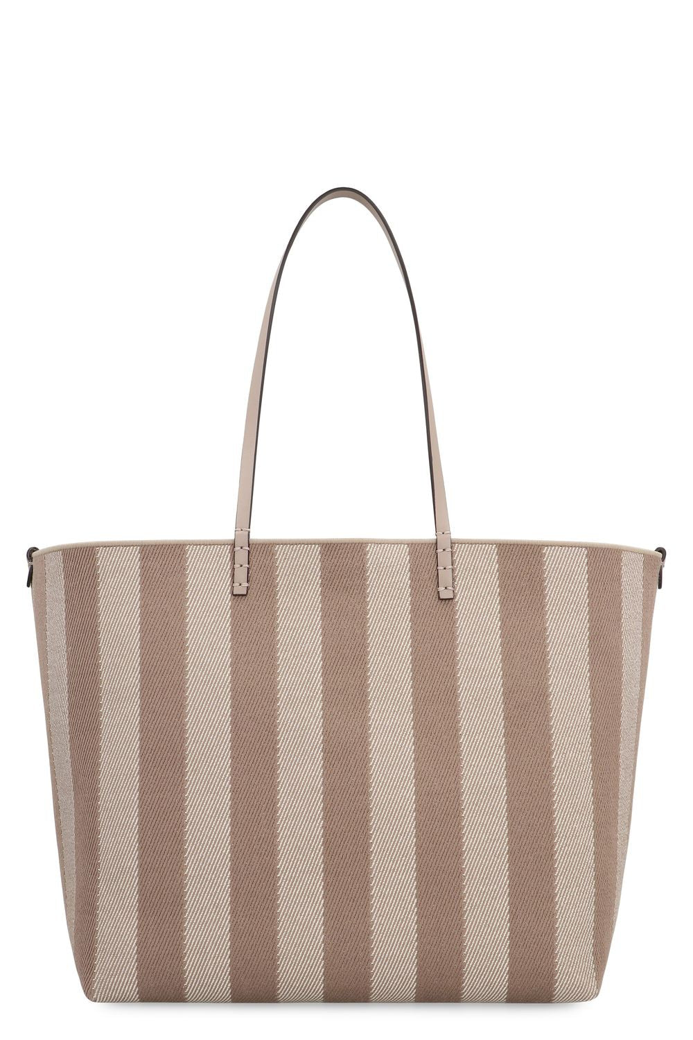 FENDI Large Reversible Striped & FF Pattern Tote Handbag