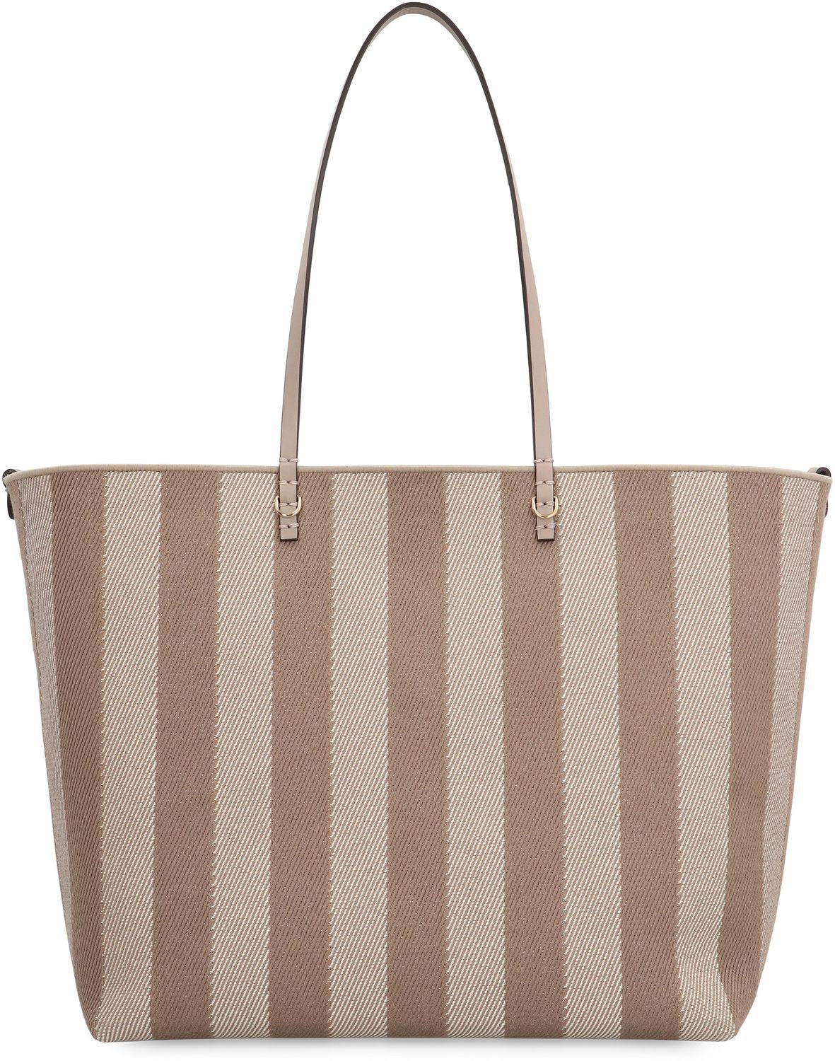 FENDI Large Reversible Striped & FF Pattern Tote Handbag