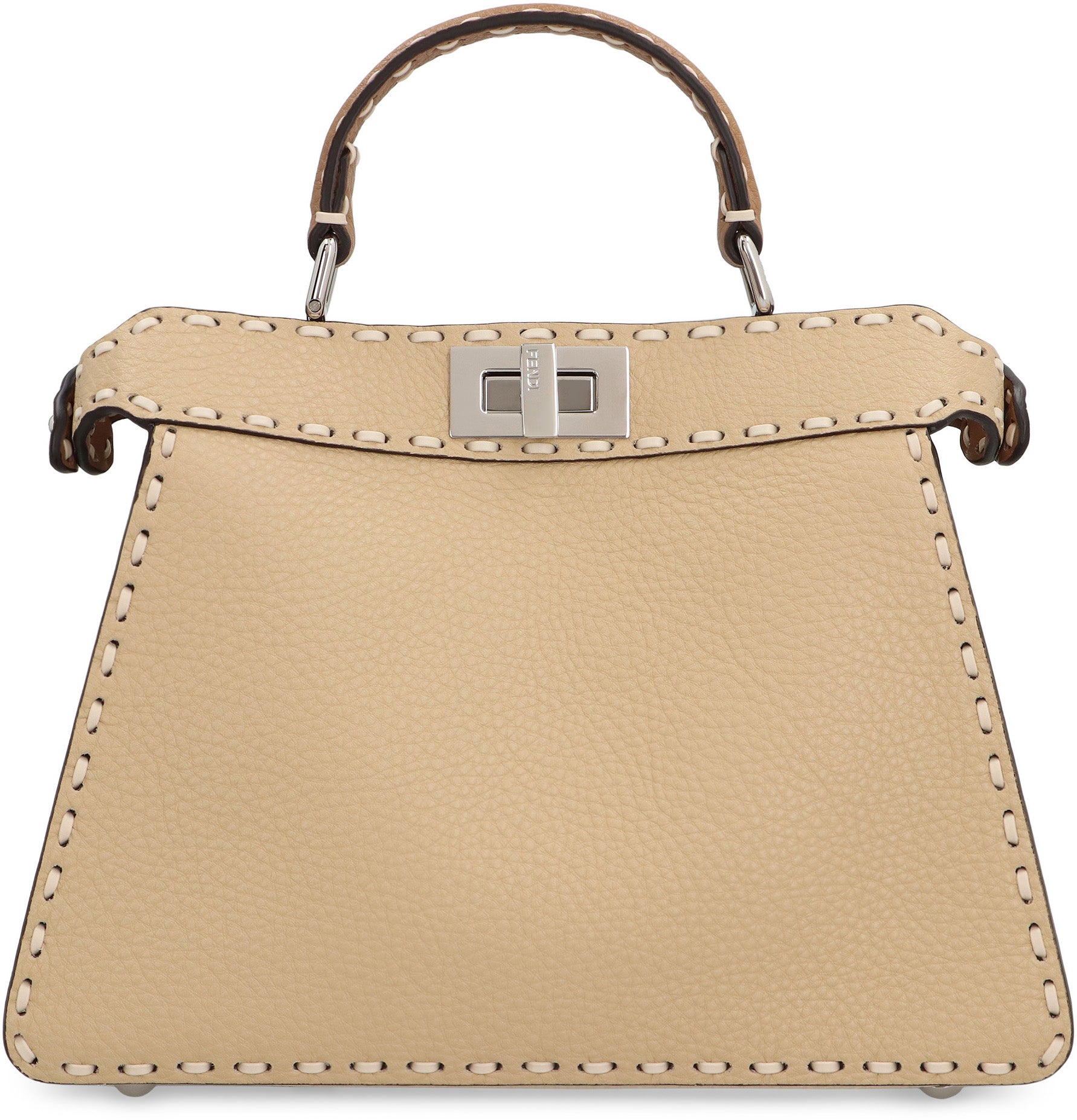 FENDI Mini Leather Handbag with Decorative Stitching