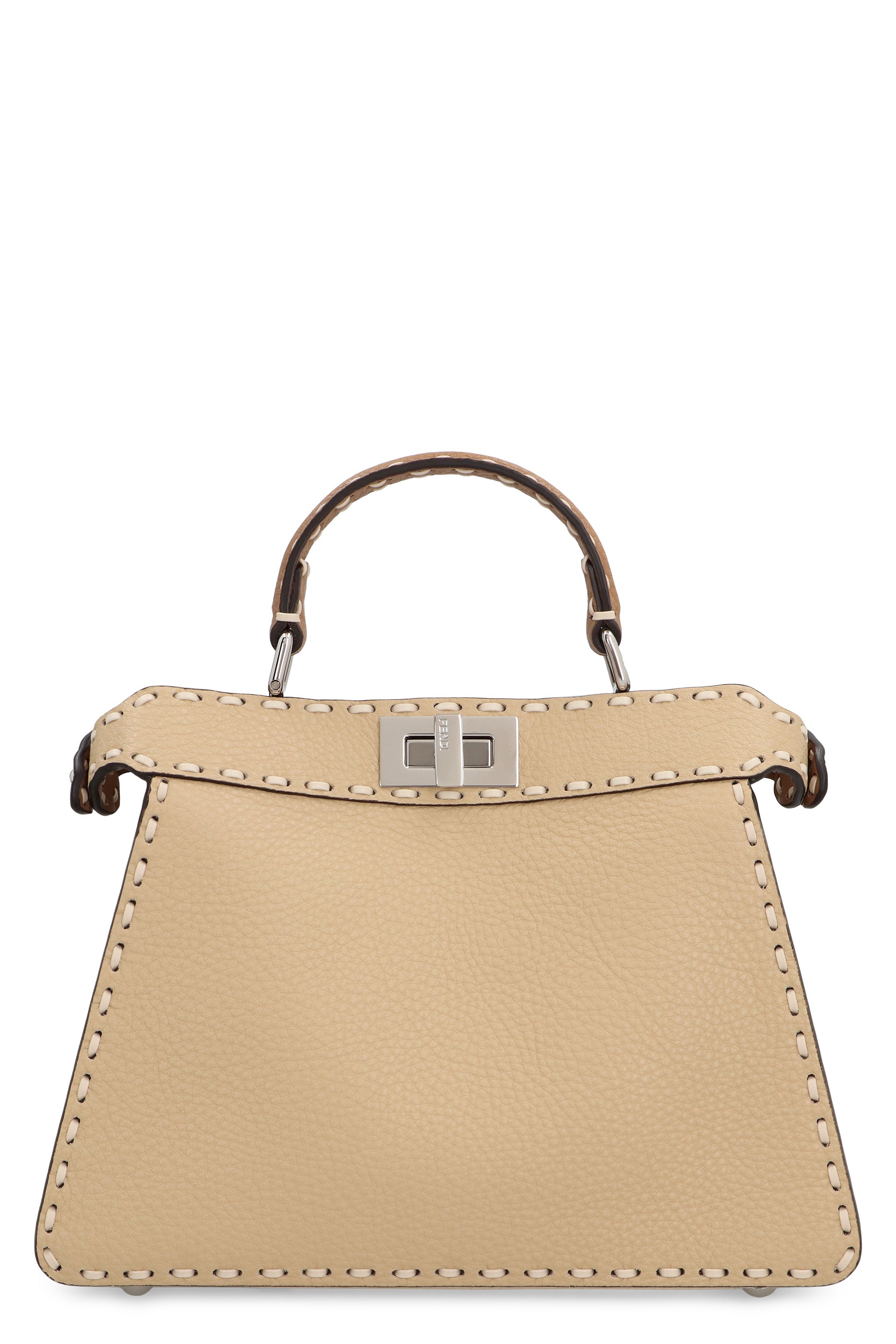 FENDI Mini Leather Handbag with Decorative Stitching