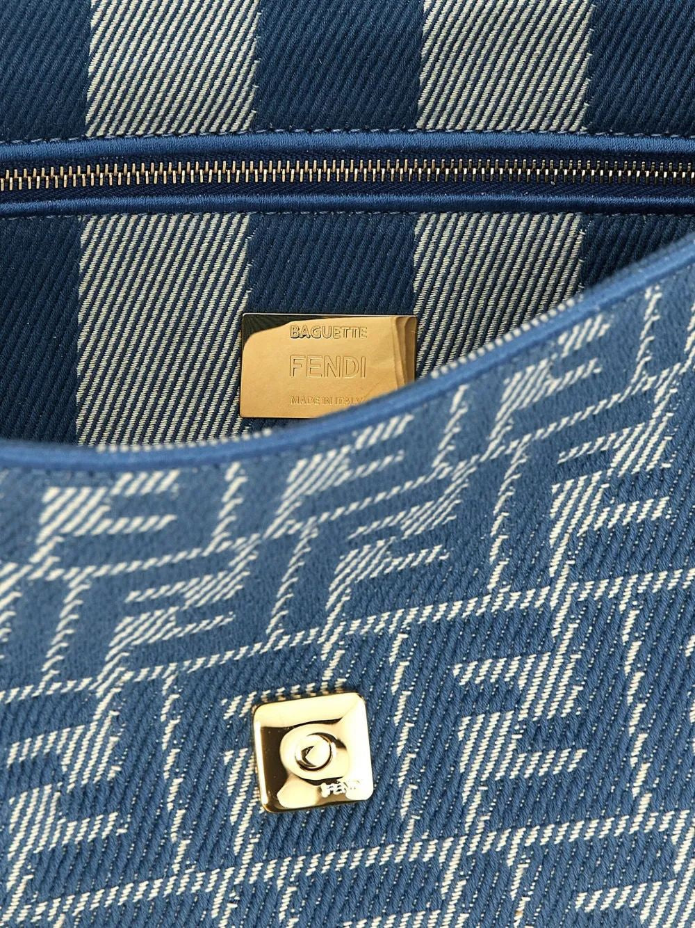 FENDI Jacquard Mini Handbag with Leather Details