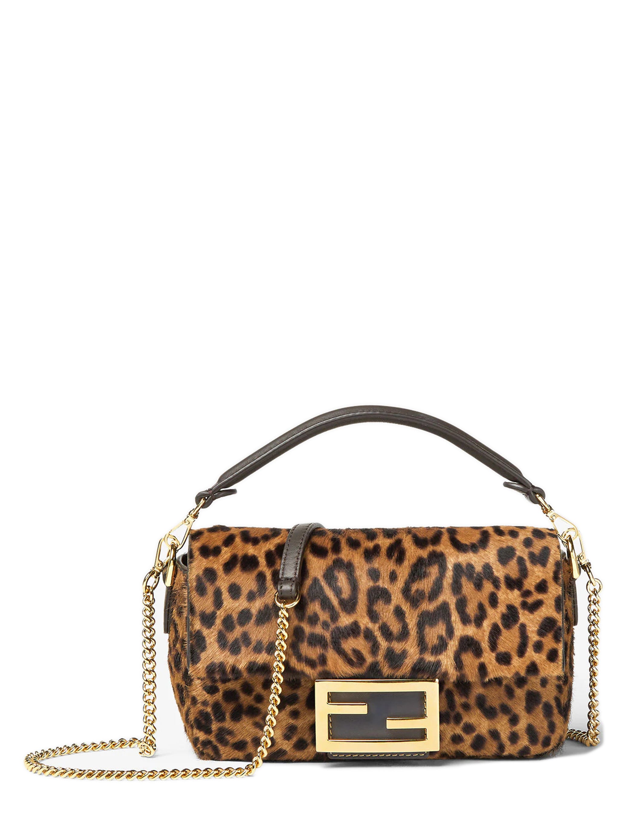FENDI Mini Handbag in Printed Pony-Effect Calfskin Leather
