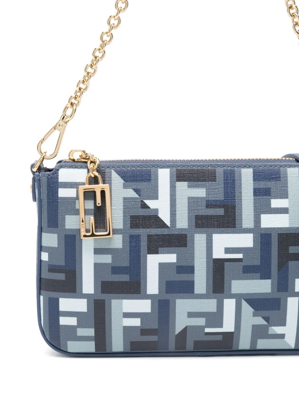 FENDI Mini Fabric Baguette Pouch Handbag with Chain