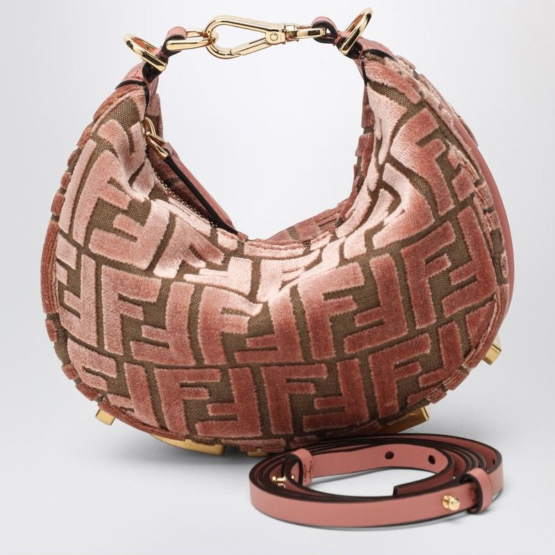 FENDI Mini Hobo Handbag in FF Jacquard Velvet