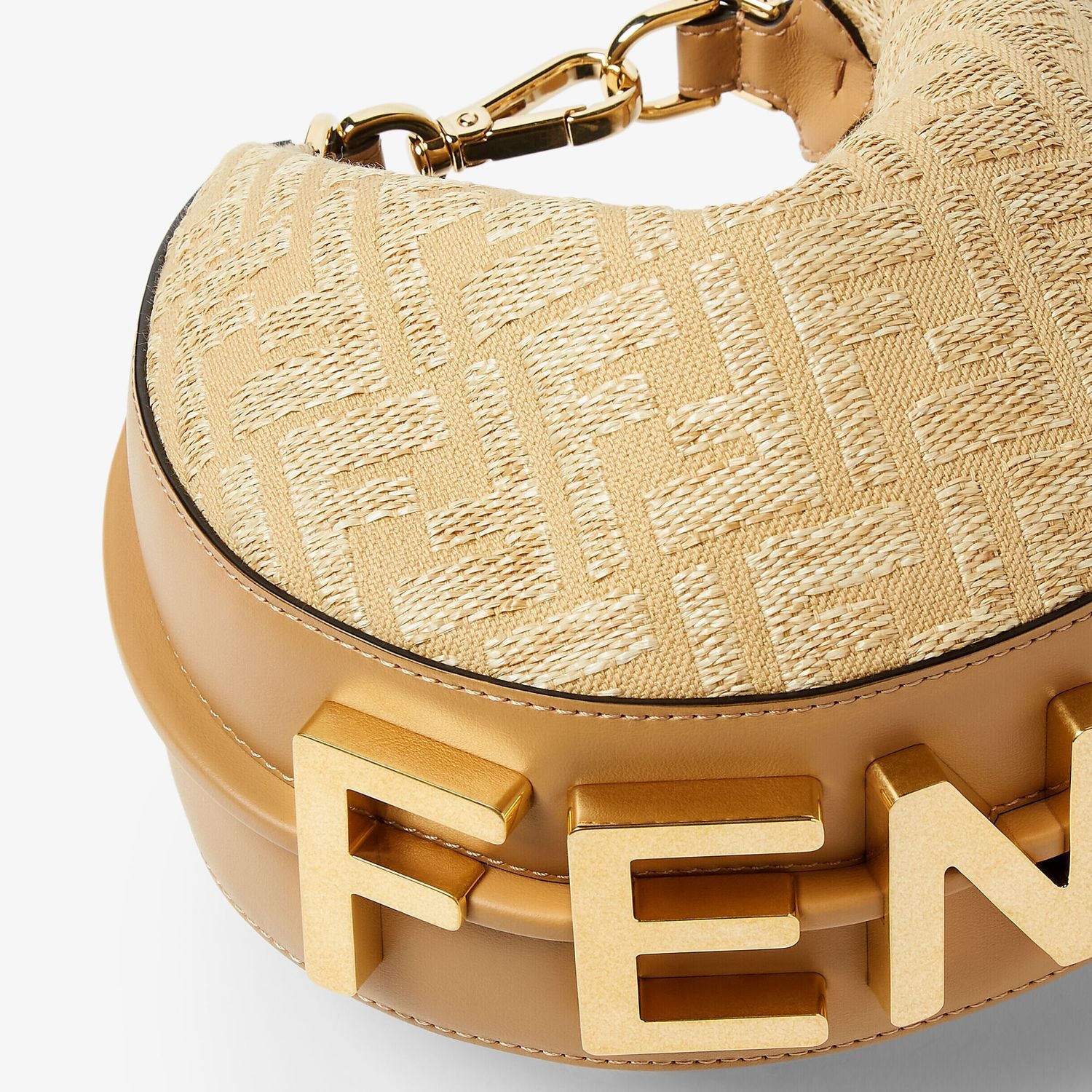 FENDI Mini Hobo Handbag with Raffia Detail