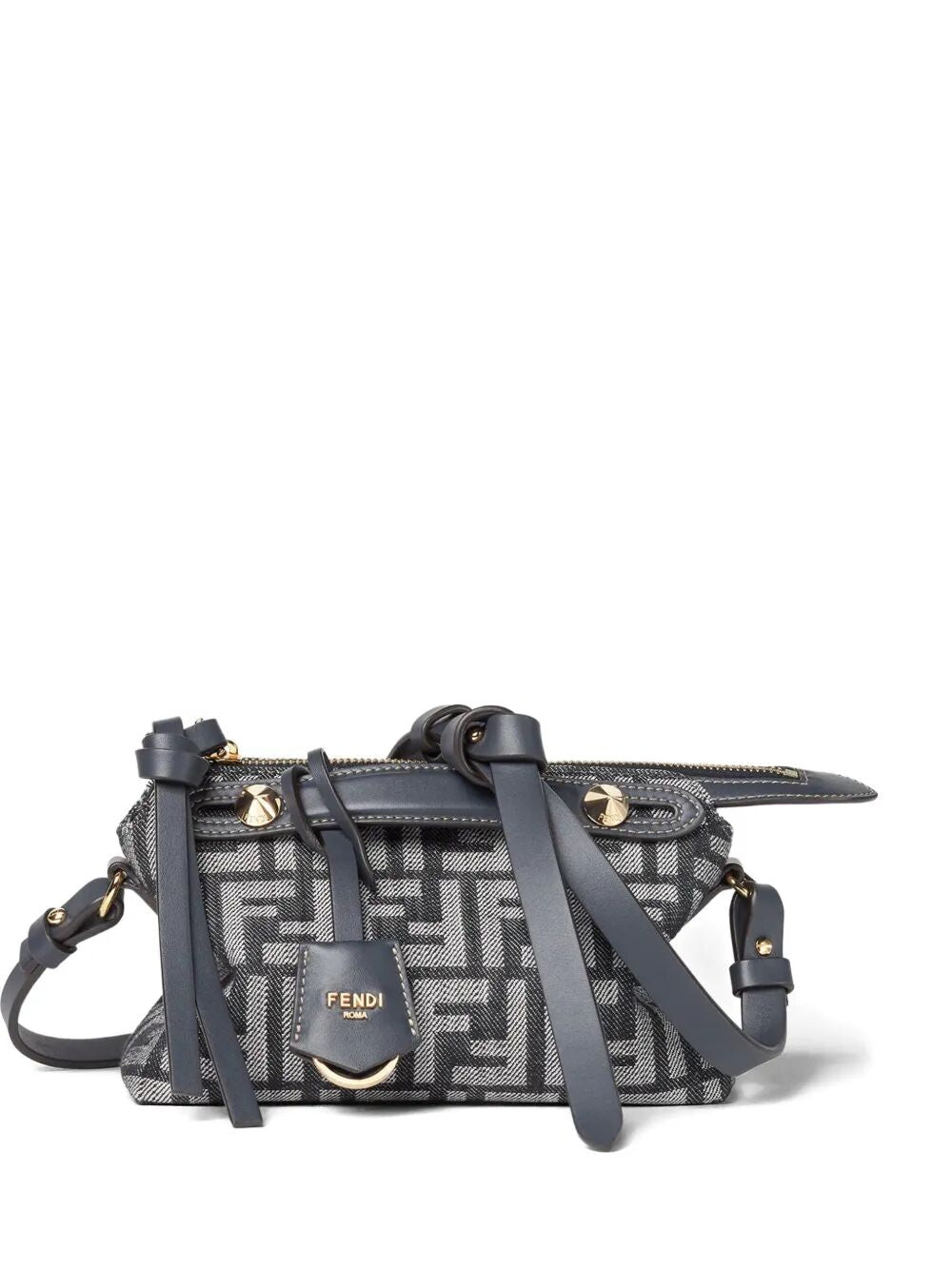 FENDI Soft Mini Denim-Effect Jacquard Handbag - W 20 X H 12 X D 9 CM