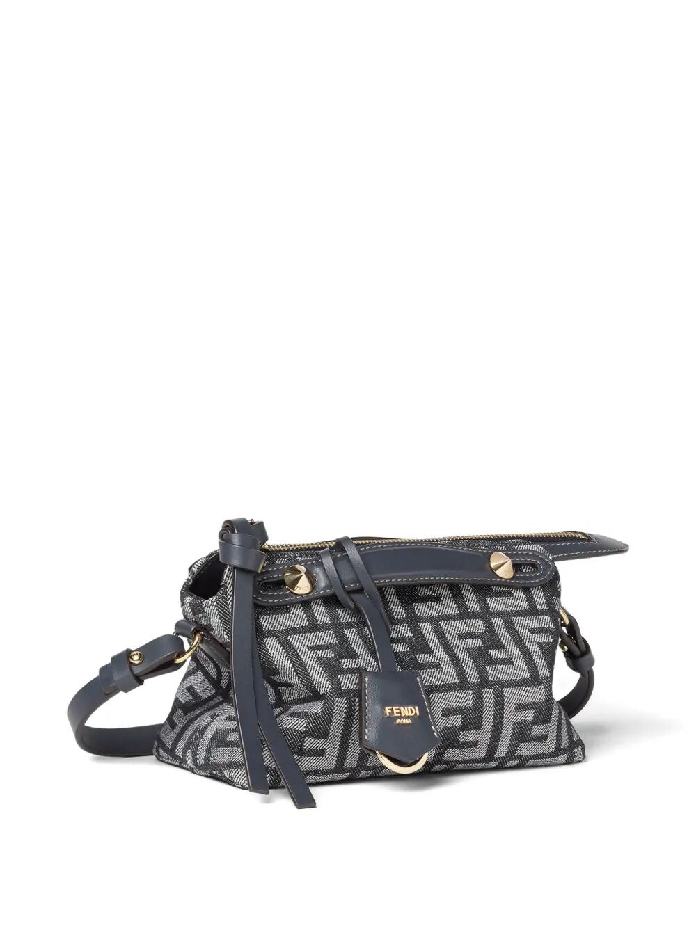FENDI Soft Mini Denim-Effect Jacquard Handbag - W 20 X H 12 X D 9 CM