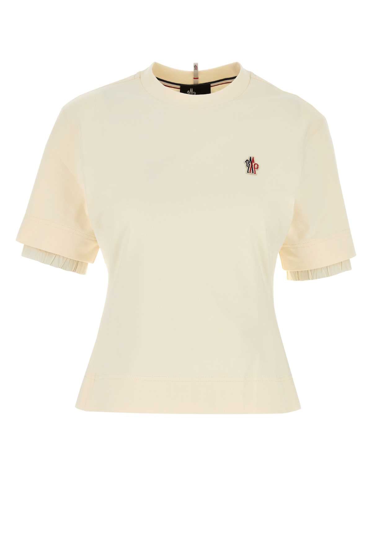 MONCLER GRENOBLE Ivory Stretch Cotton T-Shirt - Women's SS25