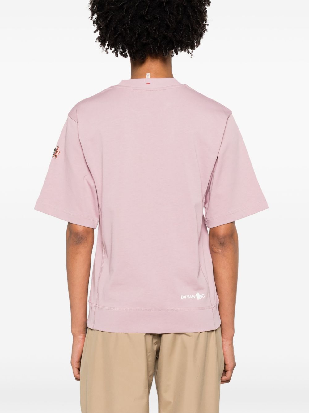 MONCLER GRENOBLE Cotton Logo T-Shirt with Rose Print