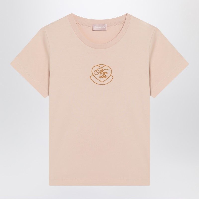 MONCLER Cotton T-Shirt with Embroidered Heart