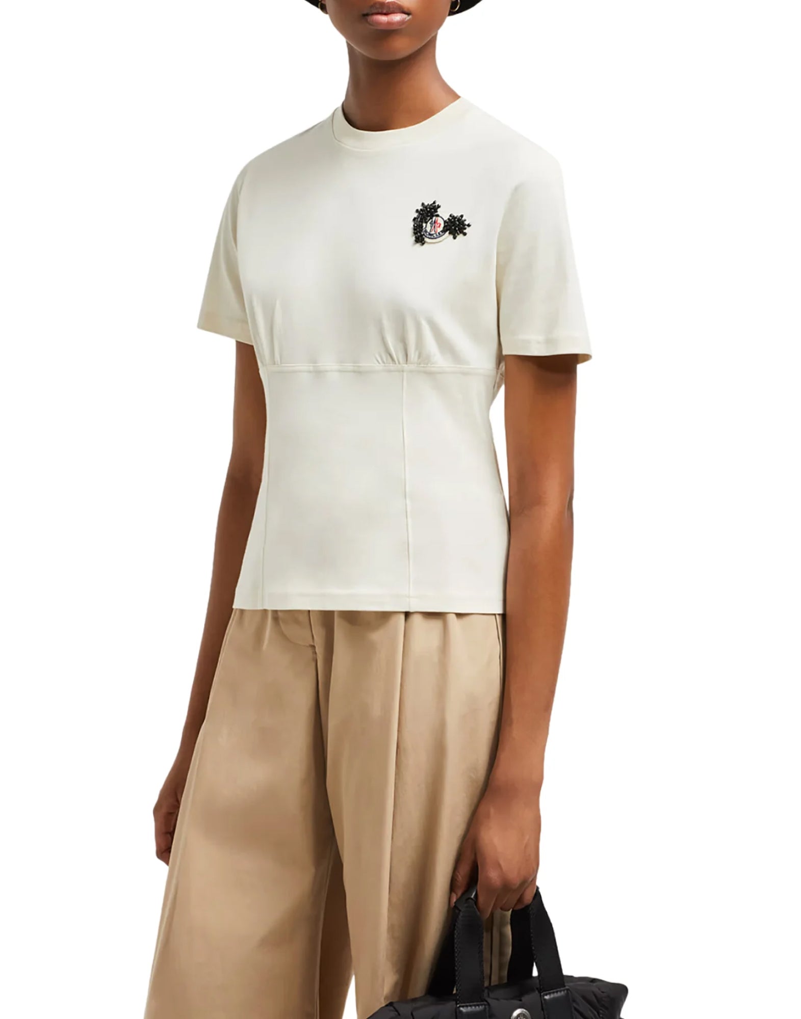 MONCLER Hand-Beaded Logo T-Shirt for Women - Short Sleeve