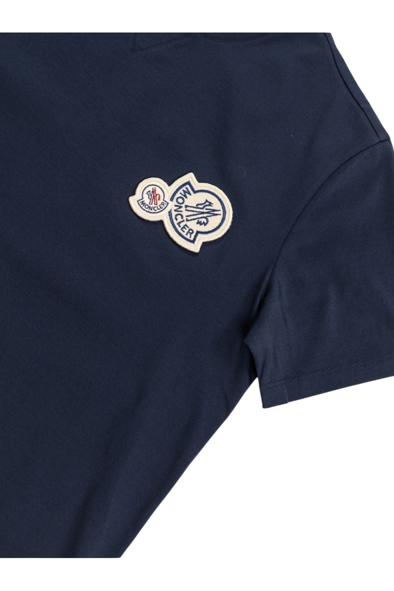 MONCLER Men's Slim Fit Cotton T-Shirt with V-Neck Detailing