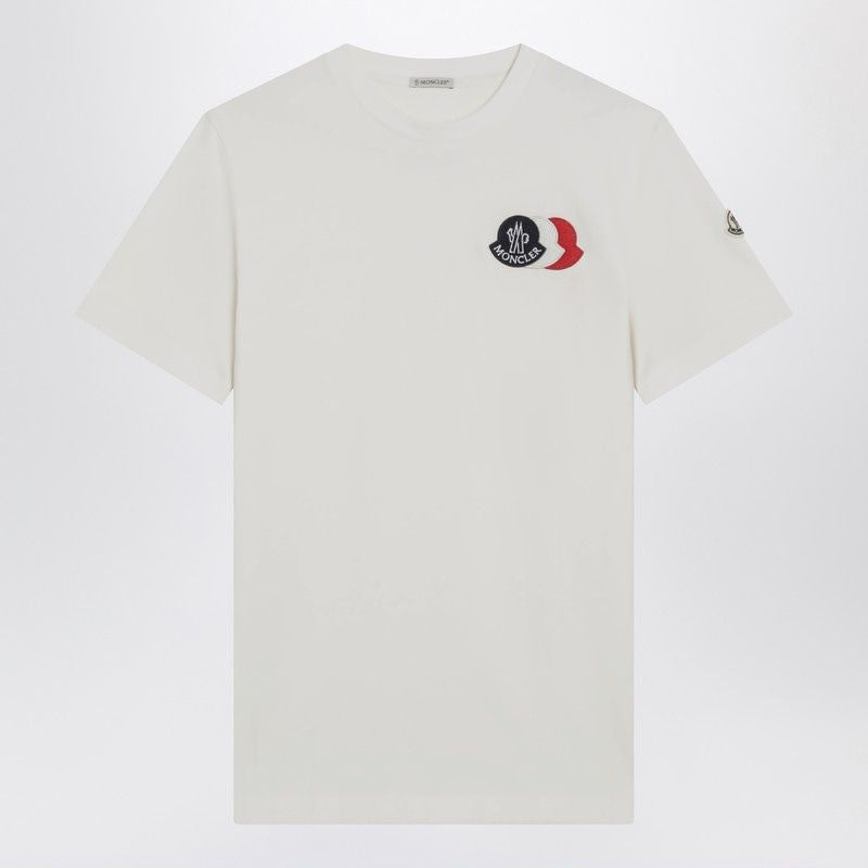 MONCLER Crewneck T-Shirt with Embroidered Tricolor Logo