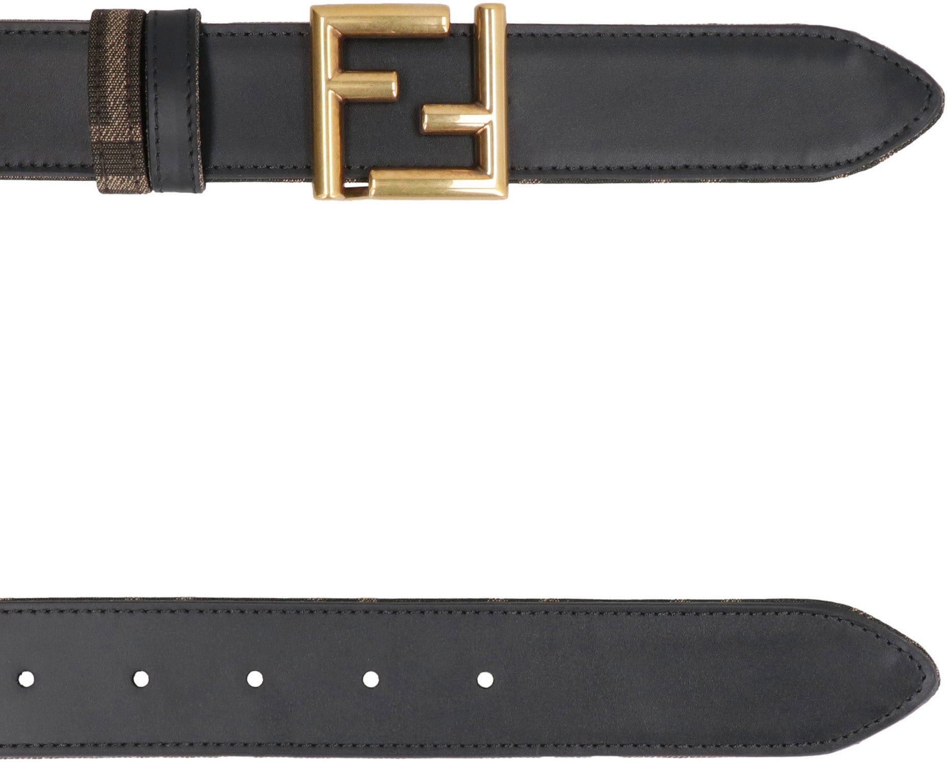 FENDI Reversible Leather and Fabric Belt - 3.5 cm Height