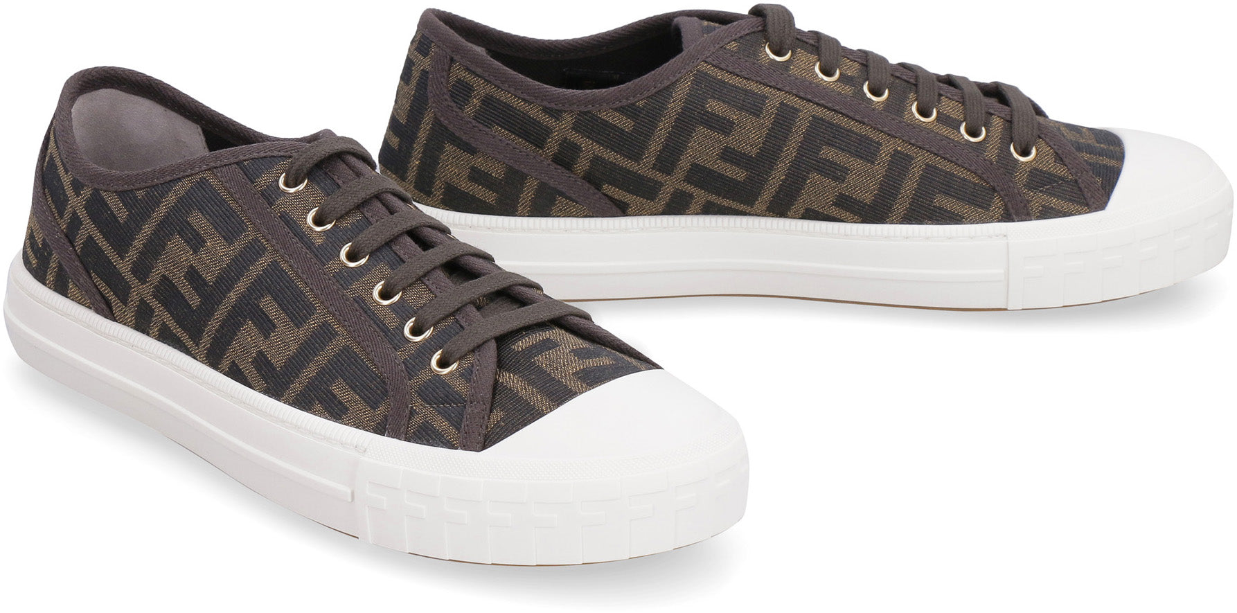 FENDI Chic All-Over Jacquard Logo Low-Top Sneakers