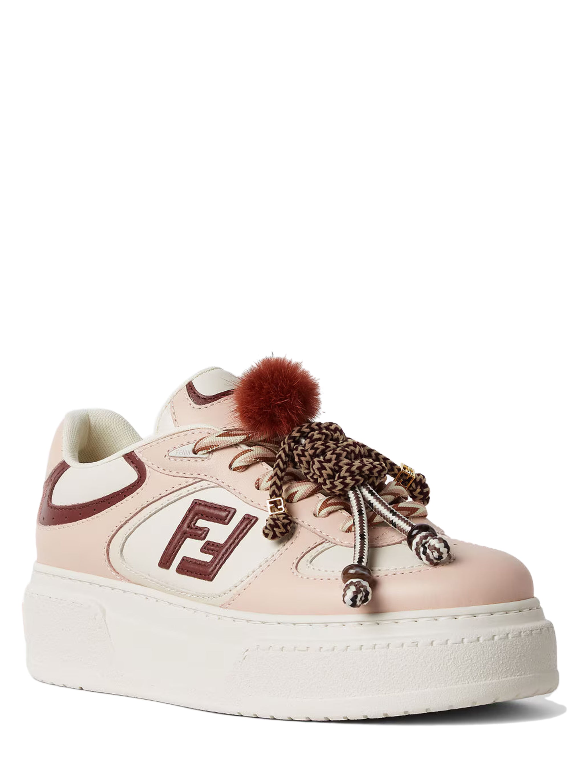 FENDI Lace-Up Low Top Platform Sneakers with Charms - 50 mm Heel