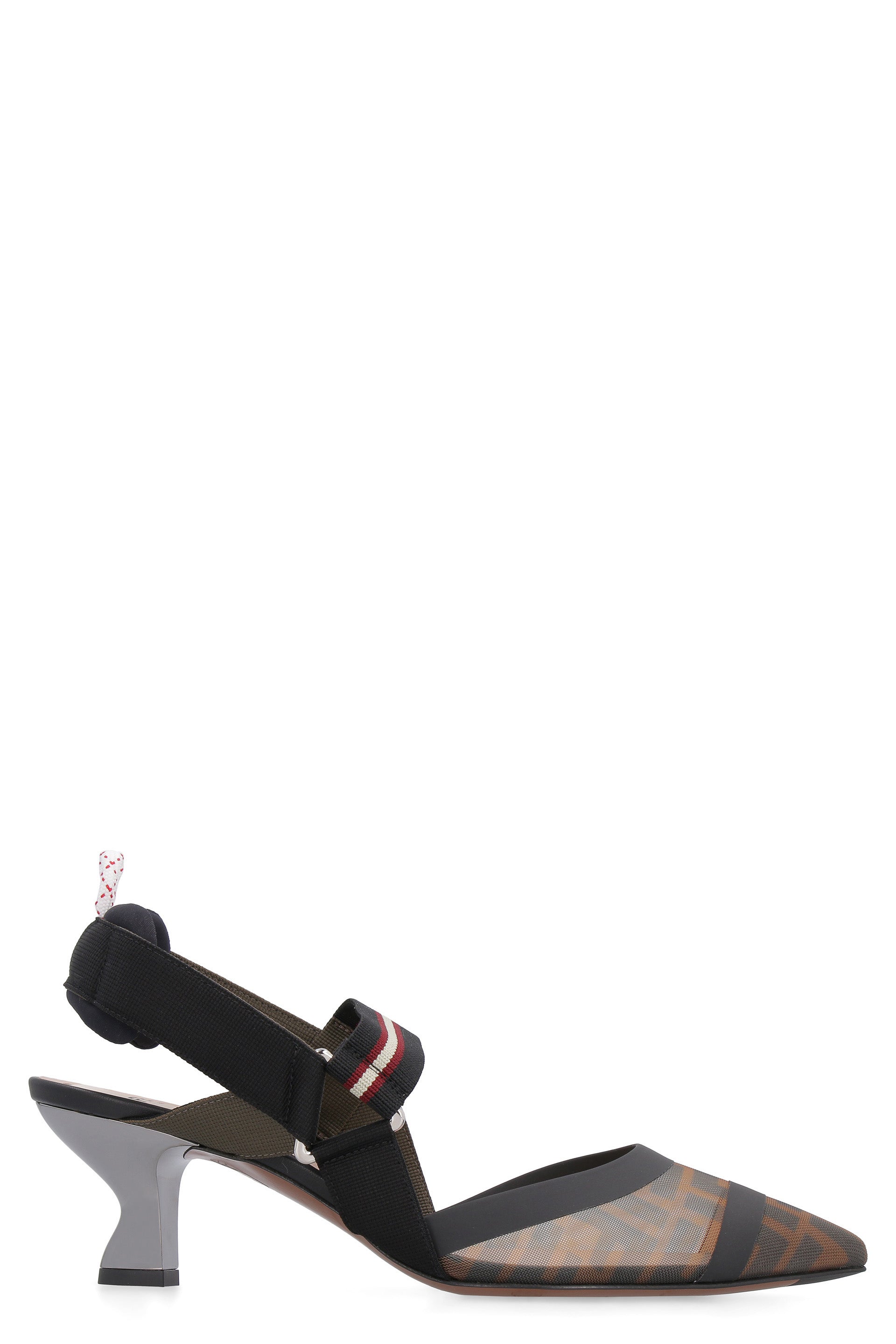 FENDI Pointy-Toe Slingbacks with Elastic Ankle Strap