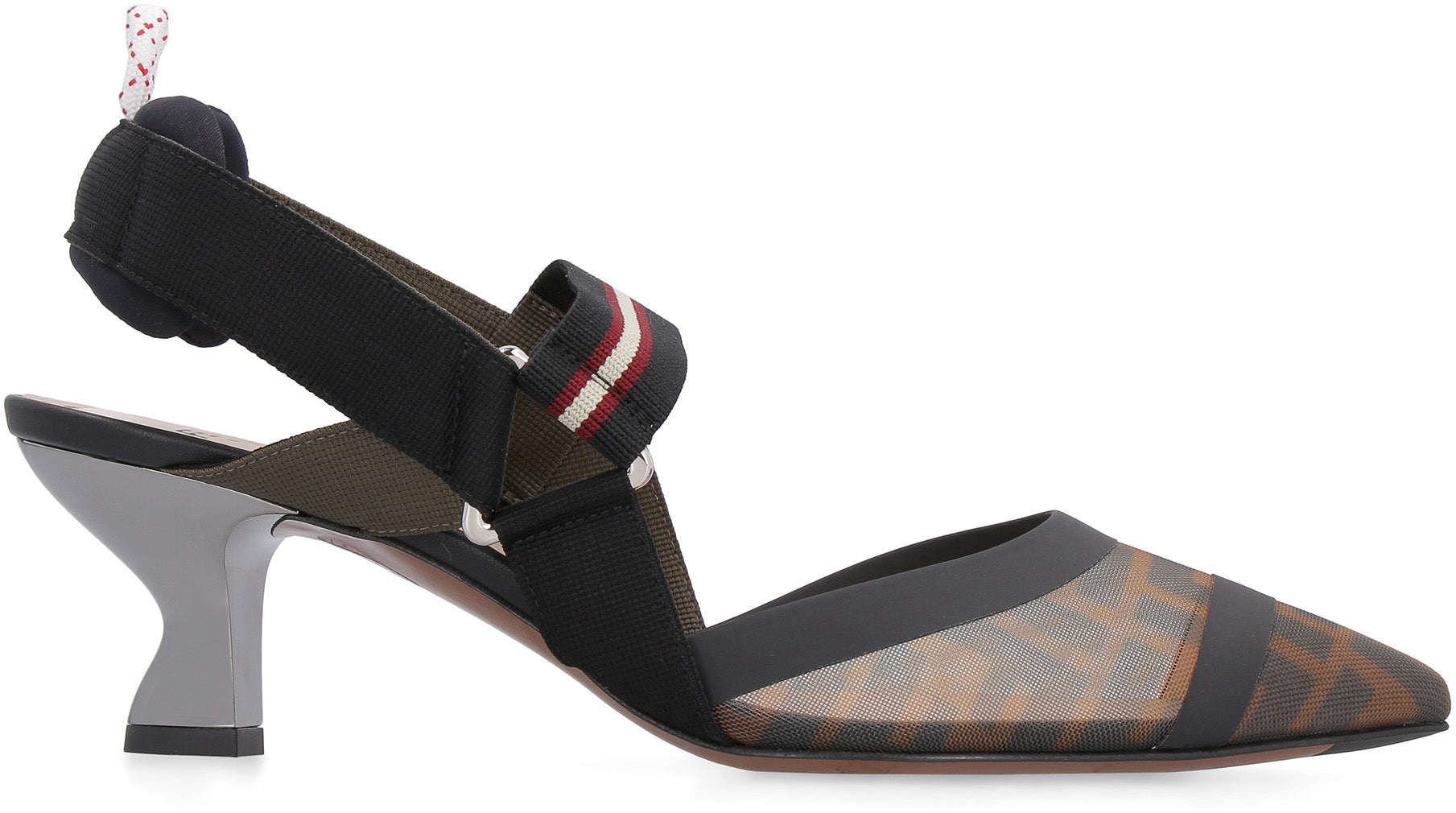 FENDI Pointy-Toe Slingbacks with Elastic Ankle Strap