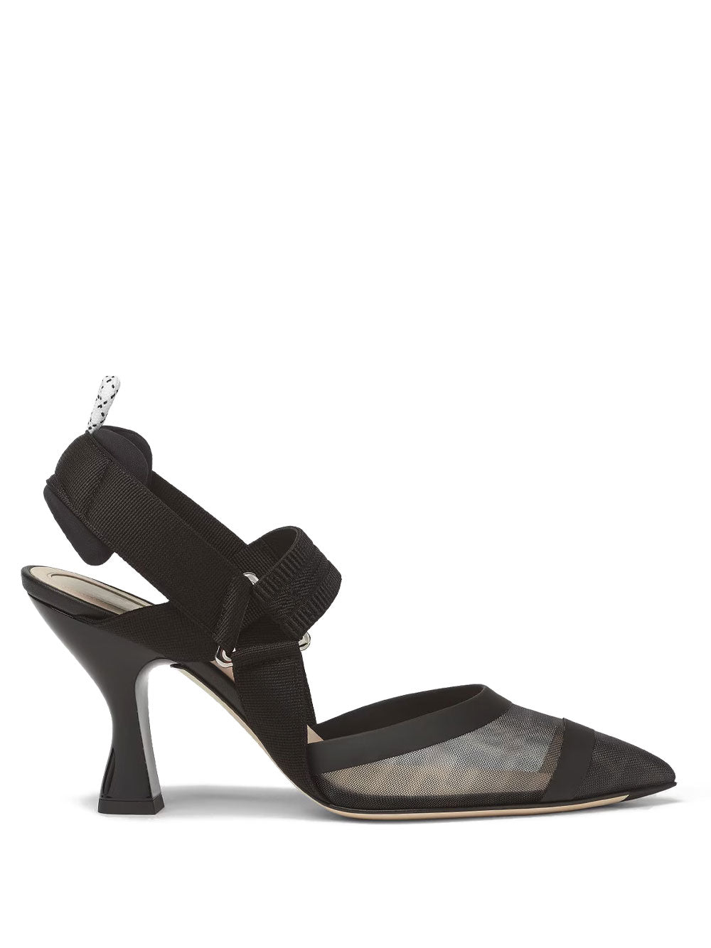 FENDI Leather and Mesh Slingbacks with 8.5 cm Heel