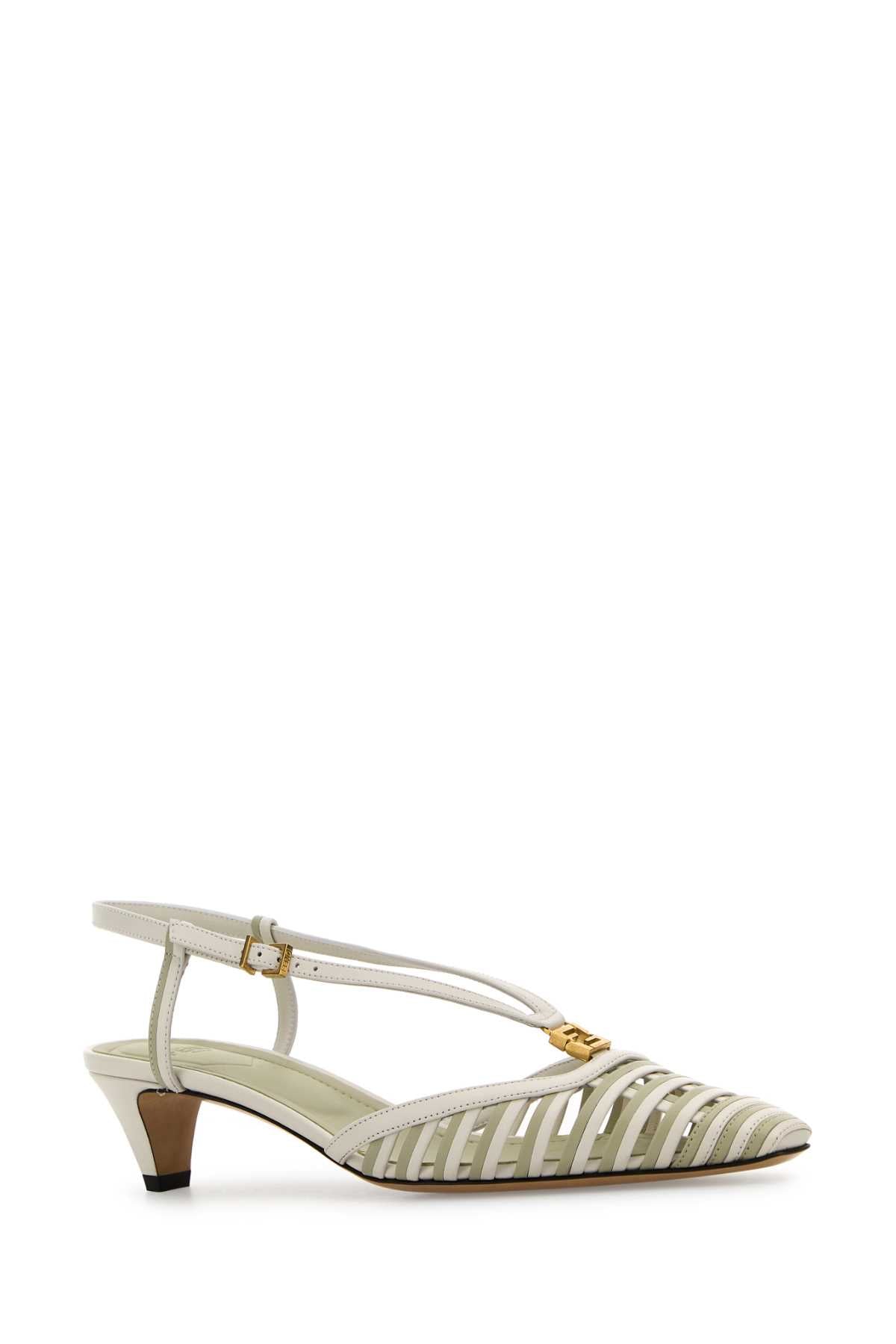 FENDI Two-Tone Leather Slingback Pumps