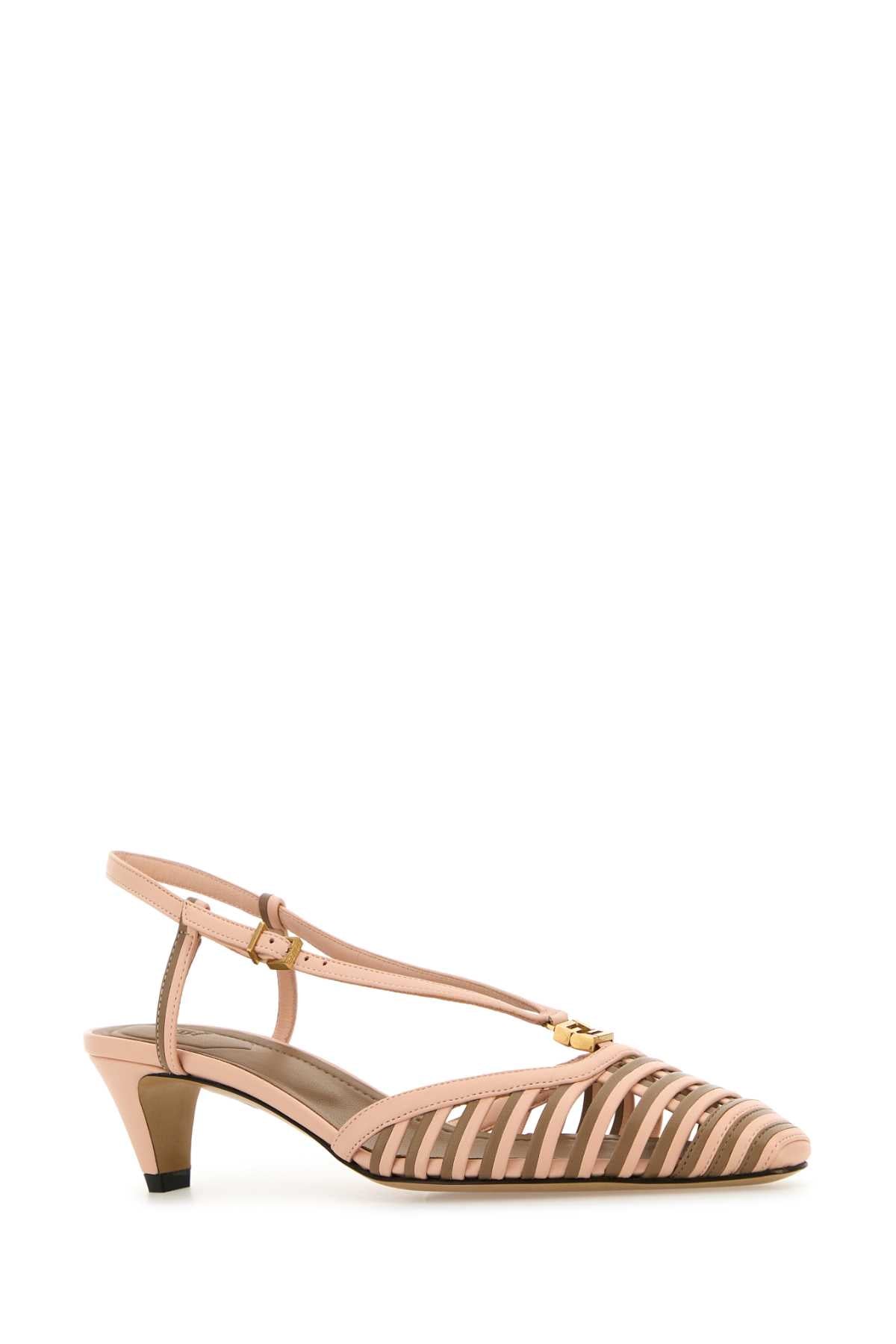 FENDI Two-Tone Leather Sling Back Pumps