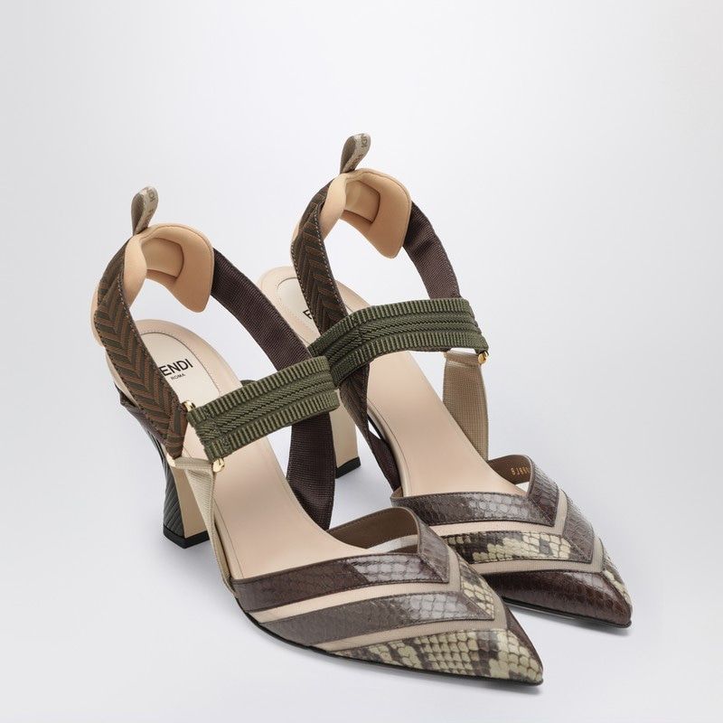 FENDI Chevron Patterned Slingback Pumps for Women