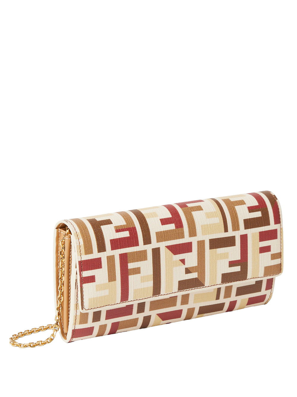 FENDI Mini Fabric Continental Pouch Handbag with Chain